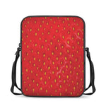 Red Strawberry Print Rectangular Crossbody Bag