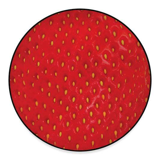 Red Strawberry Print Round Floor Mat