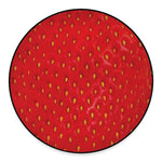 Red Strawberry Print Round Floor Mat
