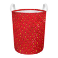 Red Strawberry Print Round Laundry Basket