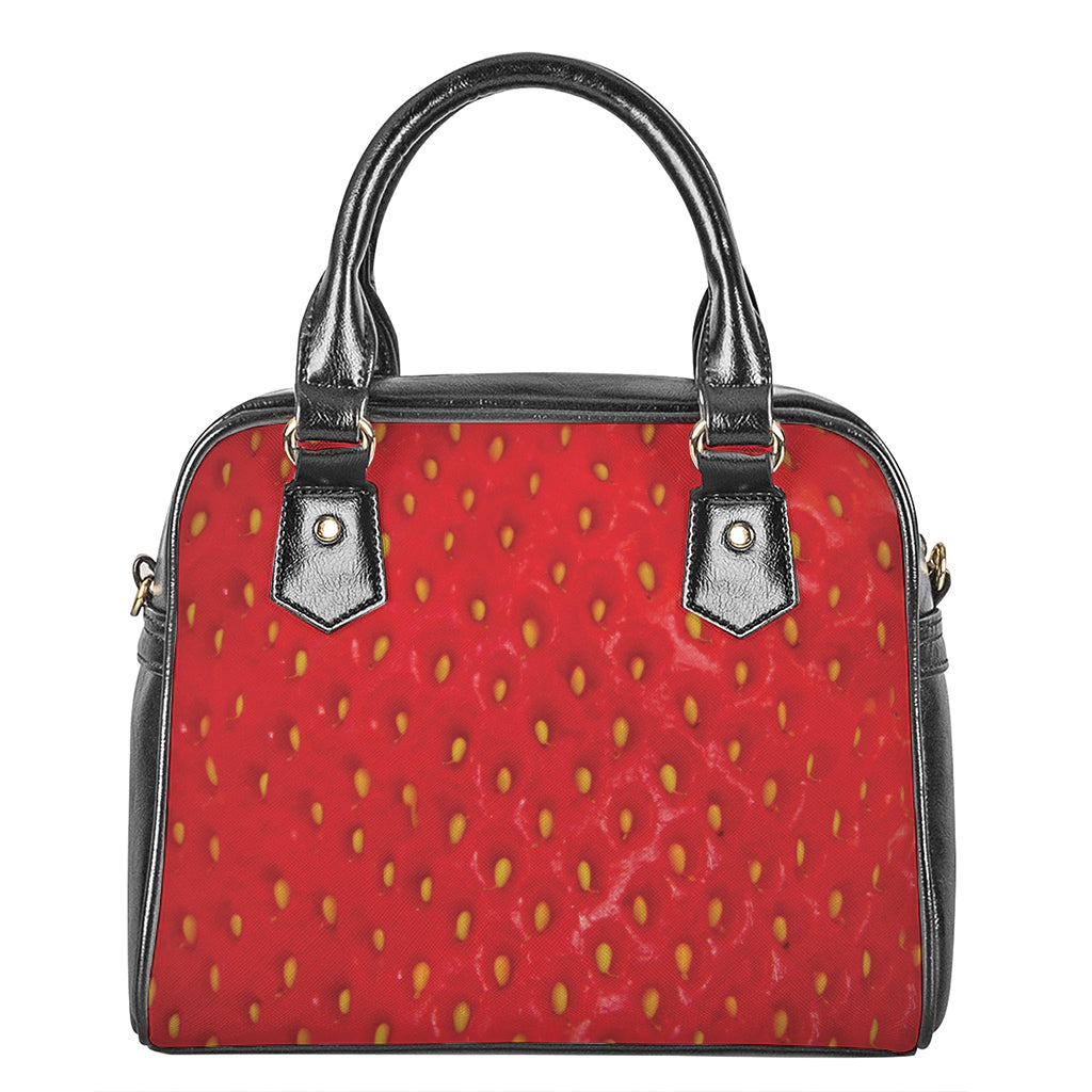 Red Strawberry Print Shoulder Handbag