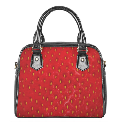 Red Strawberry Print Shoulder Handbag