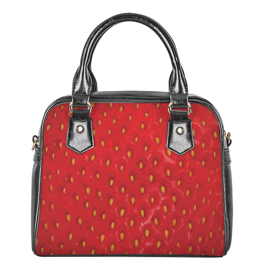Red Strawberry Print Shoulder Handbag