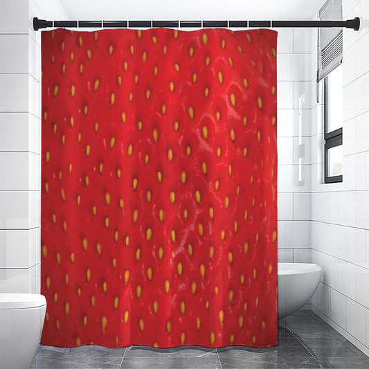 Red Strawberry Print Shower Curtain