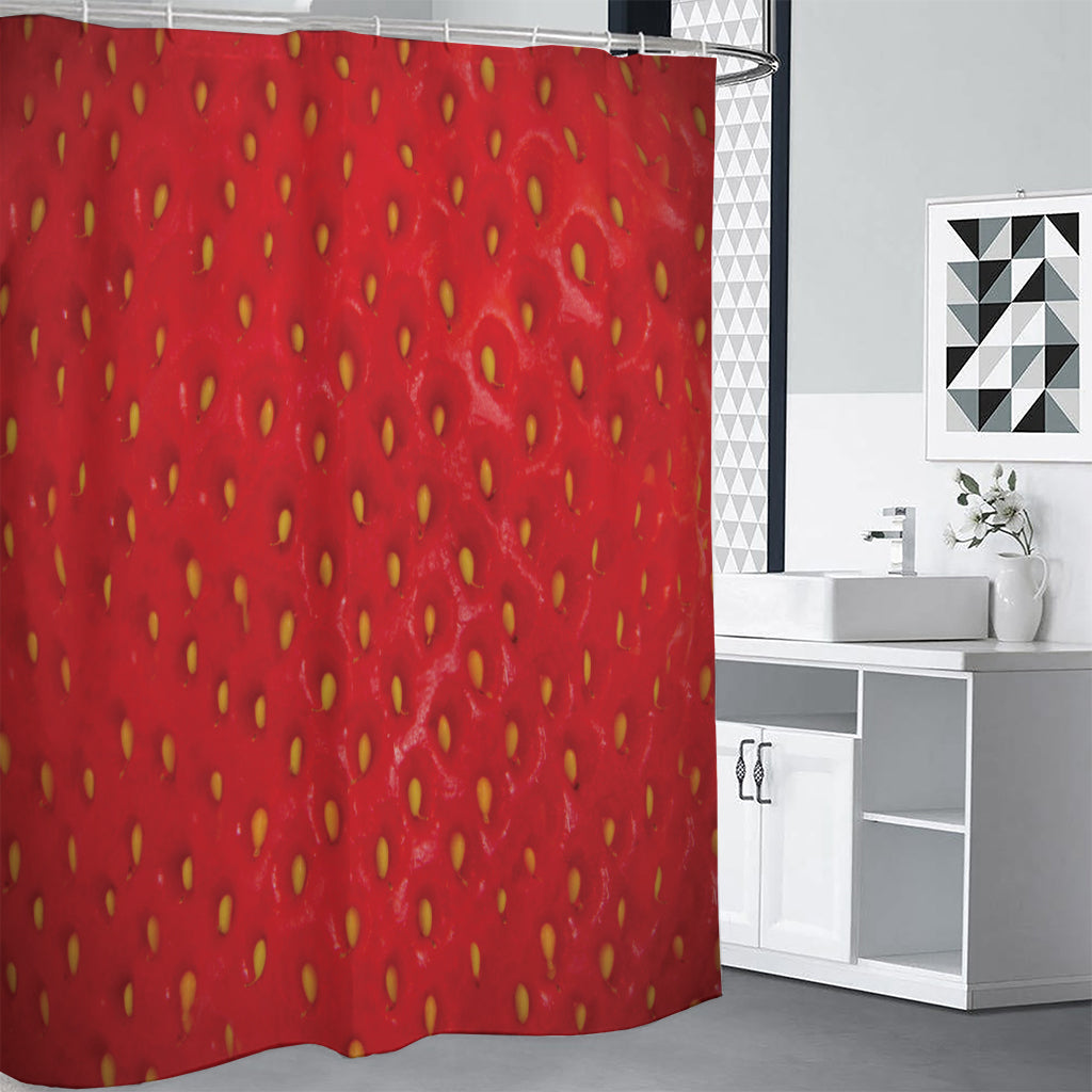 Red Strawberry Print Shower Curtain