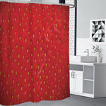 Red Strawberry Print Shower Curtain