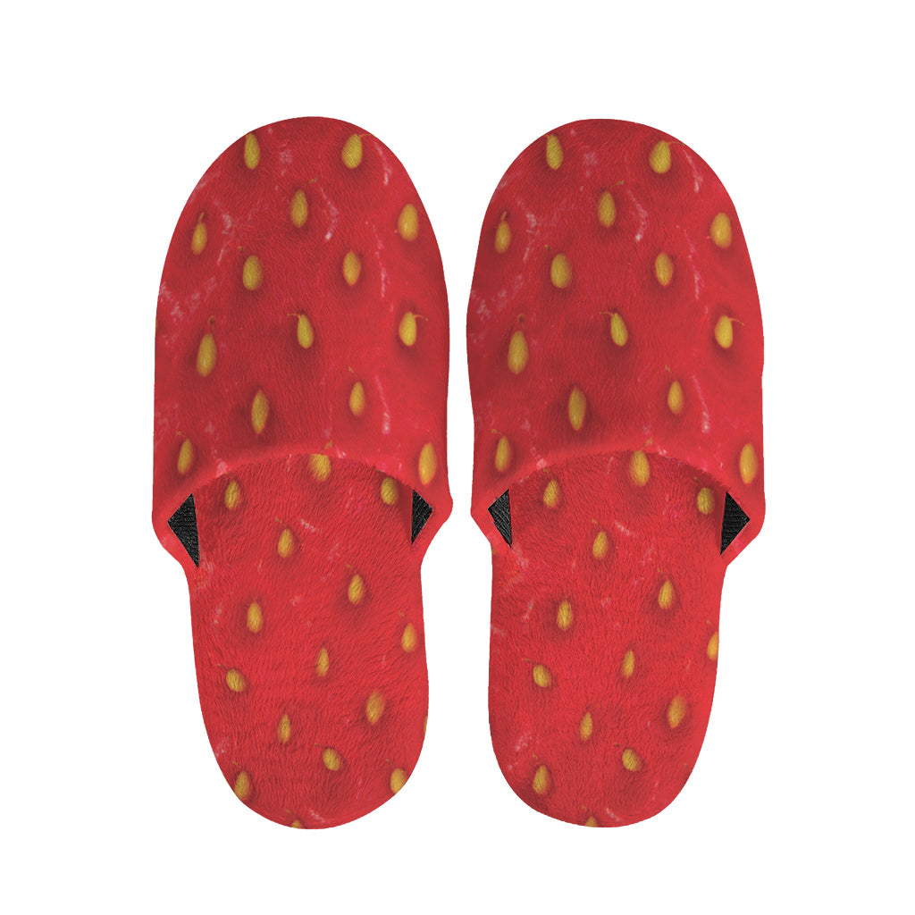 Red Strawberry Print Slippers