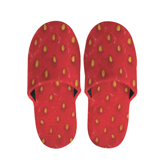 Red Strawberry Print Slippers