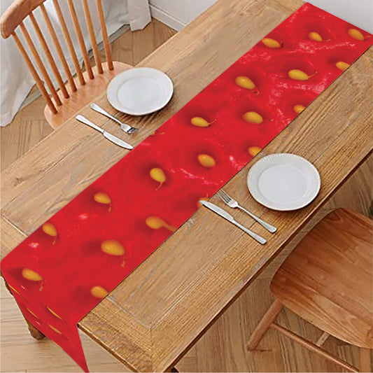 Red Strawberry Print Table Runner