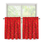 Red Strawberry Print Tier Curtains