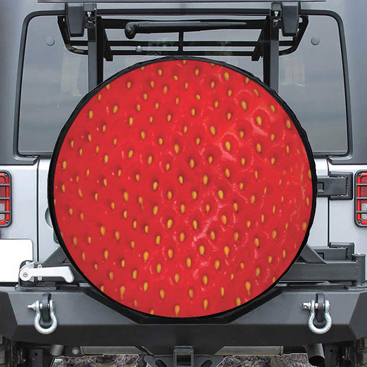 Red Strawberry Print Tire Cover