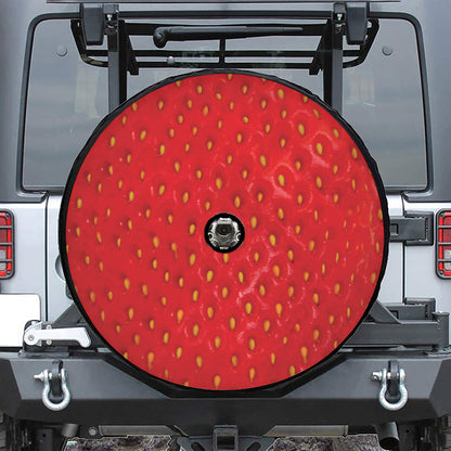 Red Strawberry Print Tire Cover With Camera Hole