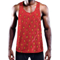 Red Strawberry Print Men's Workout Tank Top