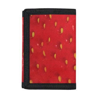 Red Strawberry Print Trifold Wallet