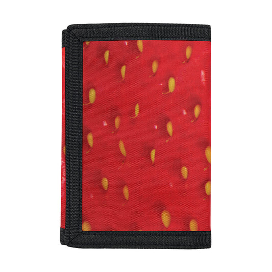 Red Strawberry Print Trifold Wallet