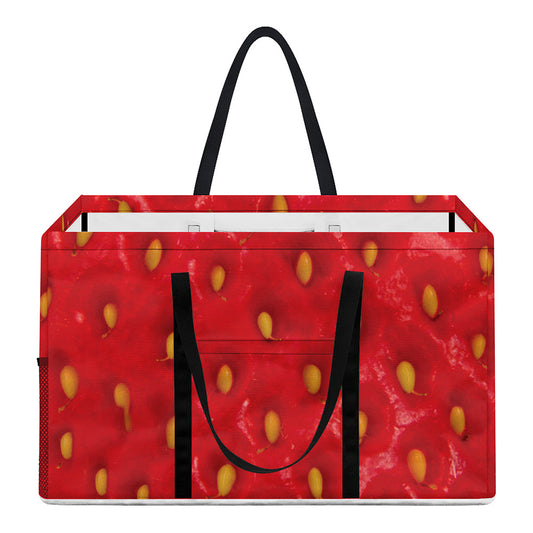 Red Strawberry Print Utility Tote Bag