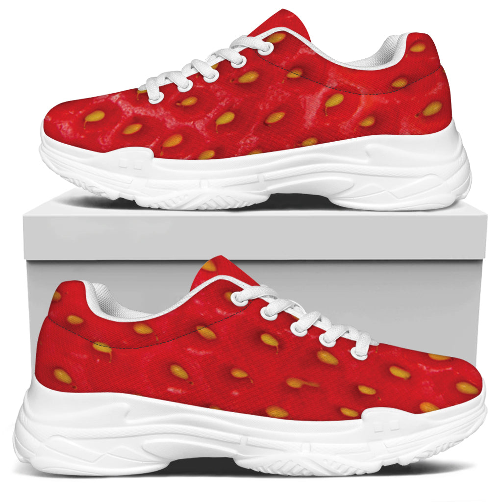 Red Strawberry Print White Chunky Shoes