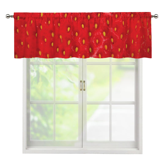 Red Strawberry Print Window Valance