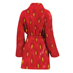 Red Strawberry Print Women's Bathrobe