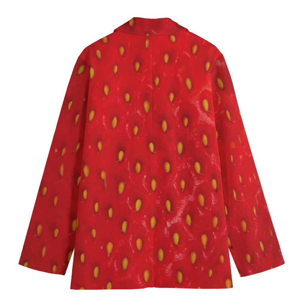 Red Strawberry Print Women's Blazer