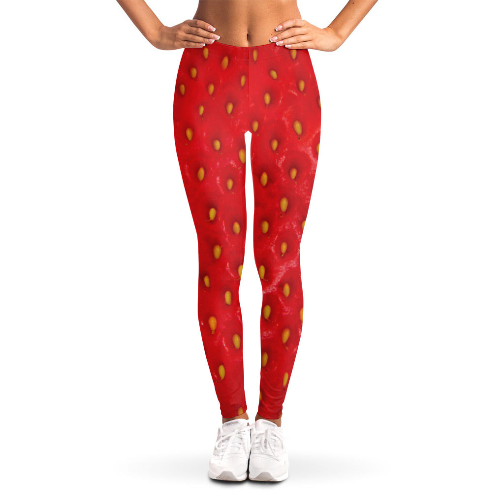 Red Strawberry Print Women's Leggings