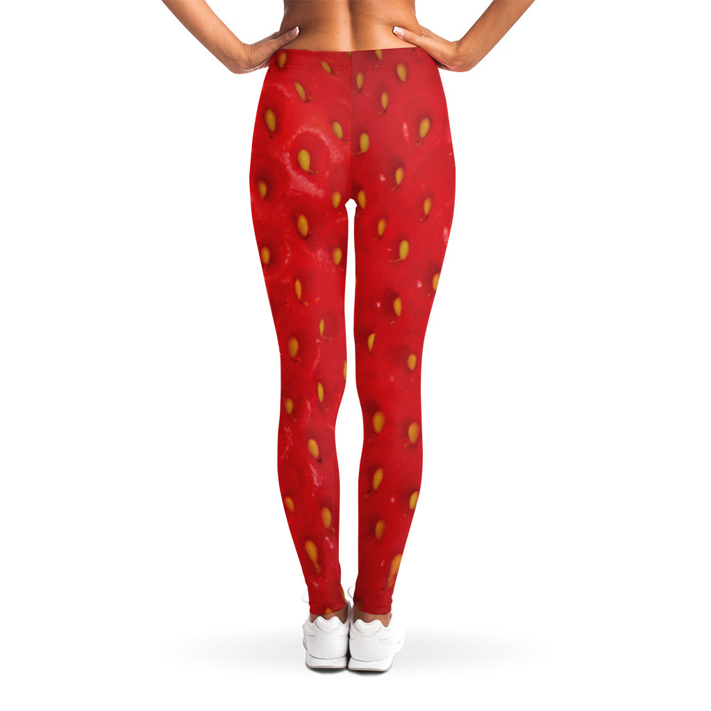 Red Strawberry Print Women's Leggings
