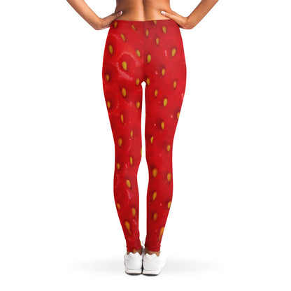 Red Strawberry Print Women's Leggings