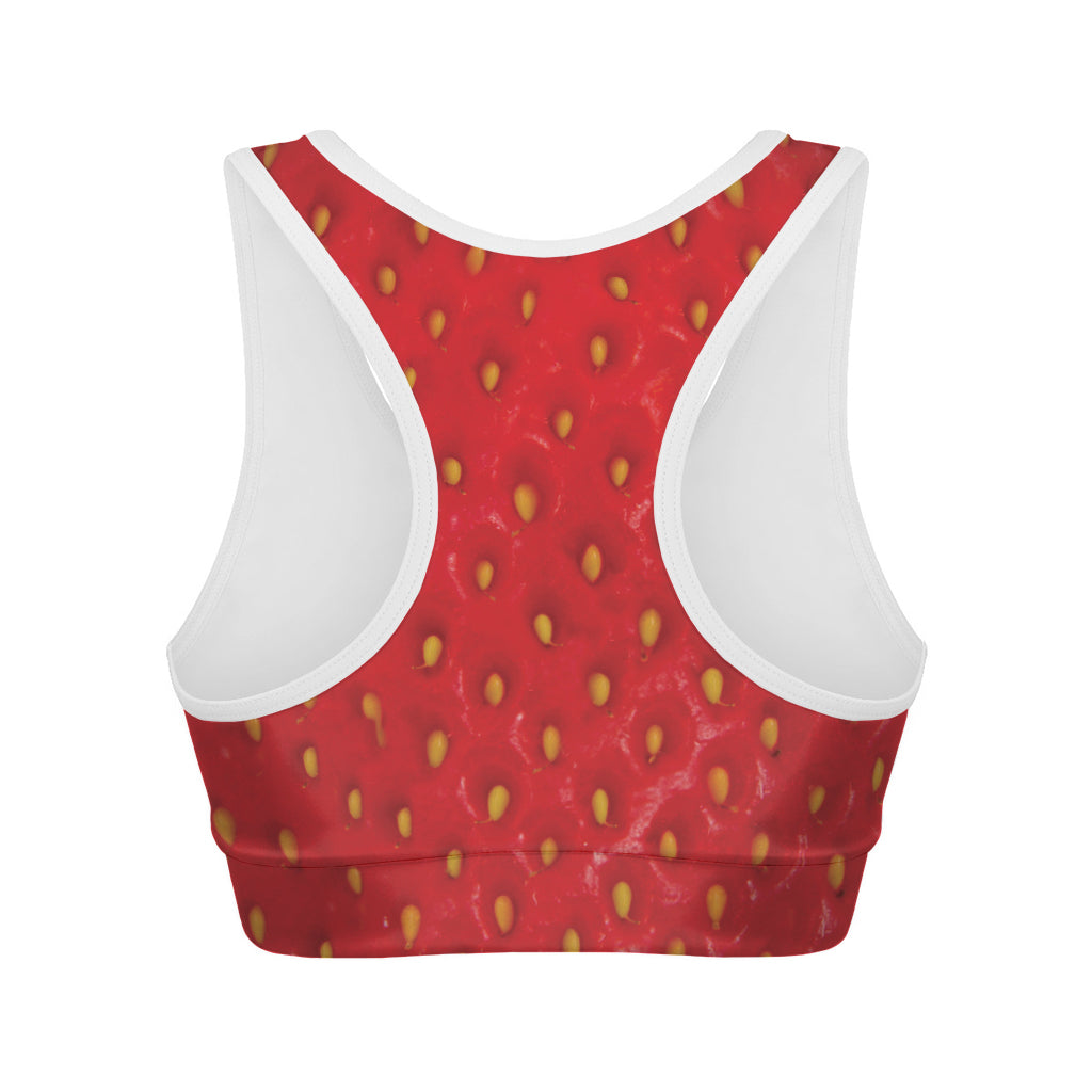 Red Strawberry Print Women's Sports Bra