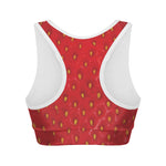 Red Strawberry Print Women's Sports Bra