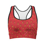 Red Strawberry Print Women's Sports Bra