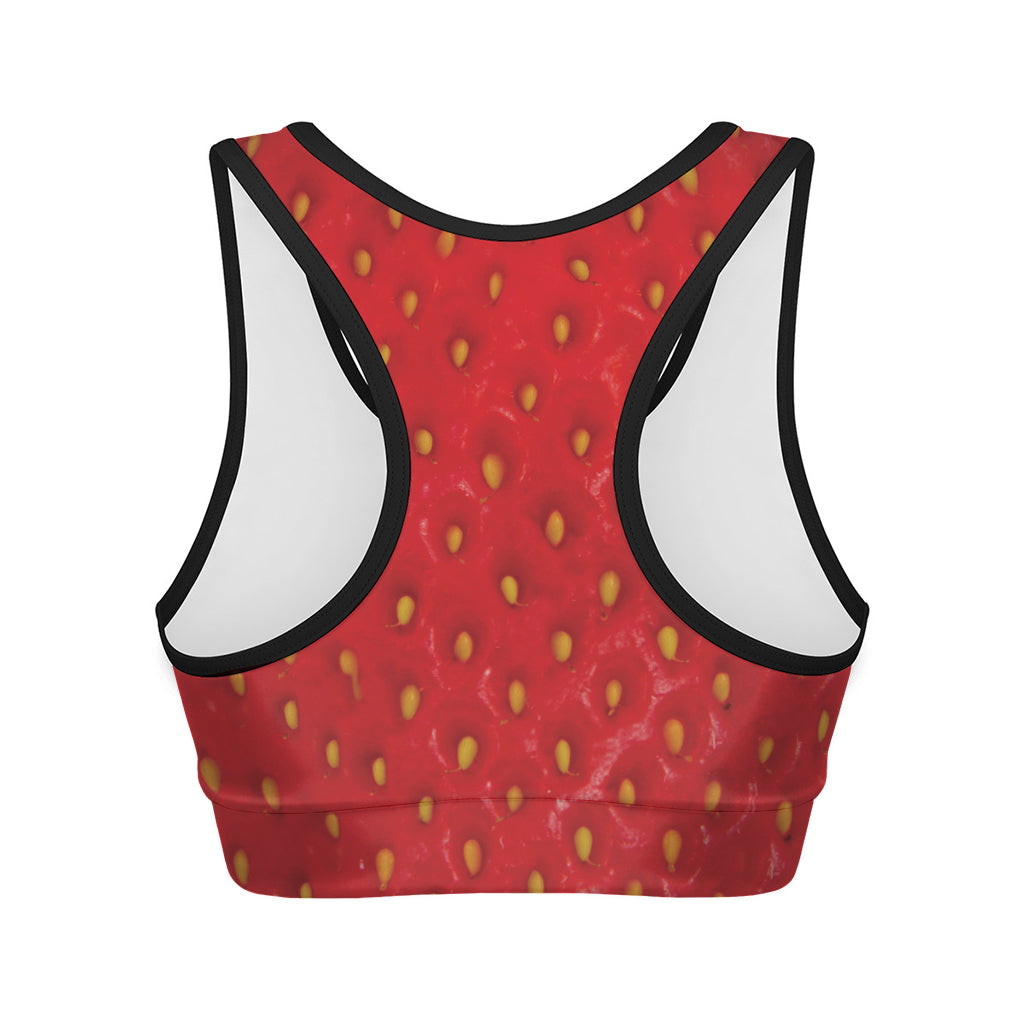 Red Strawberry Print Women's Sports Bra