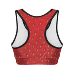 Red Strawberry Print Women's Sports Bra