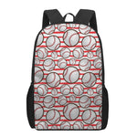Red Striped Baseball Pattern Print 17 Inch Backpack