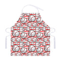 Red Striped Baseball Pattern Print Adjustable Apron