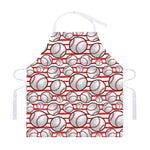 Red Striped Baseball Pattern Print Adjustable Apron