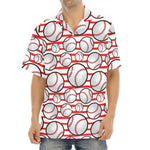 Red Striped Baseball Pattern Print Aloha Shirt