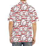 Red Striped Baseball Pattern Print Aloha Shirt