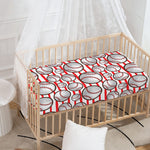 Red Striped Baseball Pattern Print Baby Crib Sheet