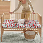 Red Striped Baseball Pattern Print Baby Crib Sheet