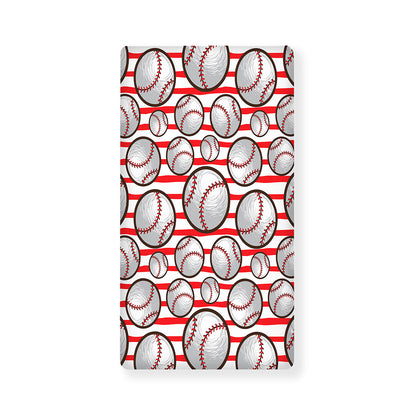 Red Striped Baseball Pattern Print Baby Crib Sheet