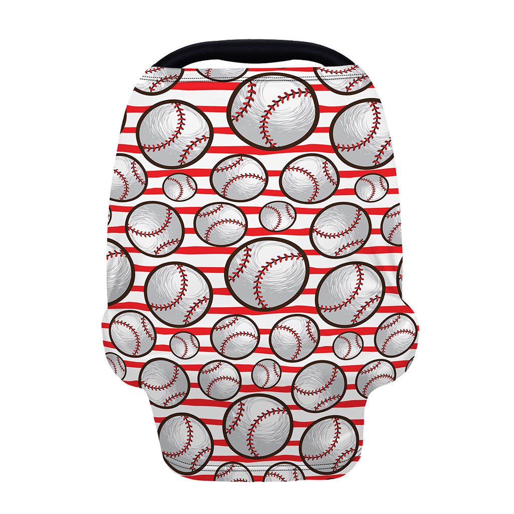 Red Striped Baseball Pattern Print Baby Seat Cover