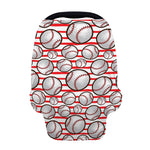 Red Striped Baseball Pattern Print Baby Seat Cover