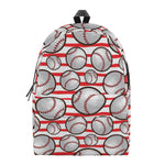 Red Striped Baseball Pattern Print Backpack