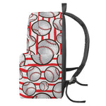 Red Striped Baseball Pattern Print Backpack