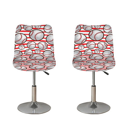 Red Striped Baseball Pattern Print Bar Stool Covers