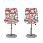 Red Striped Baseball Pattern Print Bar Stool Covers