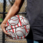 Red Striped Baseball Pattern Print Basketball