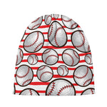 Red Striped Baseball Pattern Print Beanie