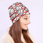 Red Striped Baseball Pattern Print Beanie