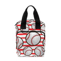 Red Striped Baseball Pattern Print Bible Tote Bag